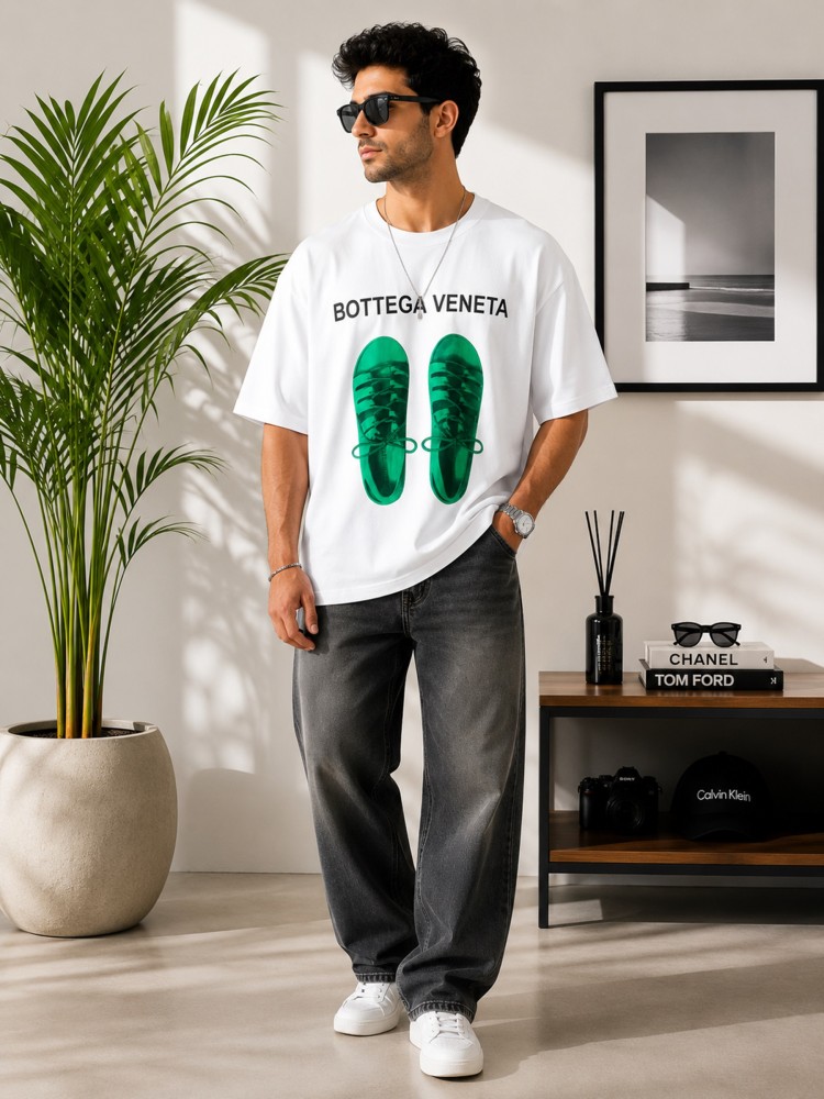 Erkek Beyaz Oversize T-Shirt