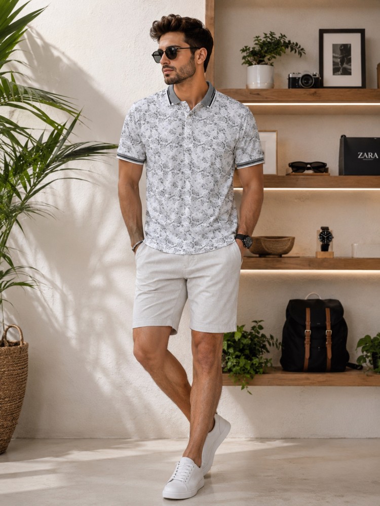 Erkek Beyaz Polo Yaka T-Shirt