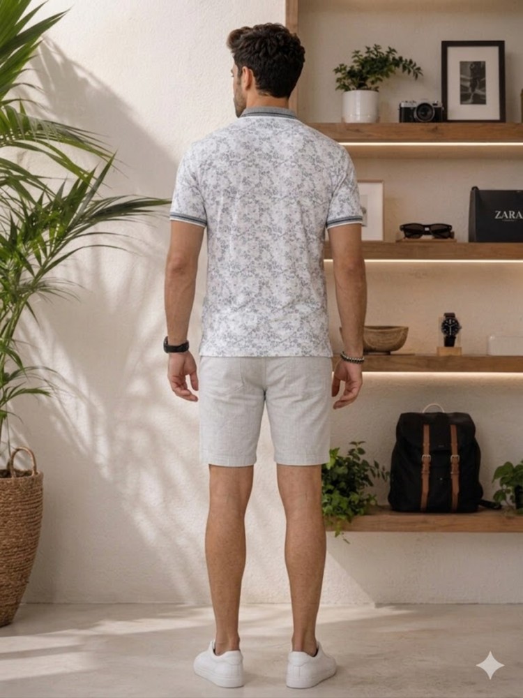 Erkek Beyaz Polo Yaka T-Shirt görsel 3