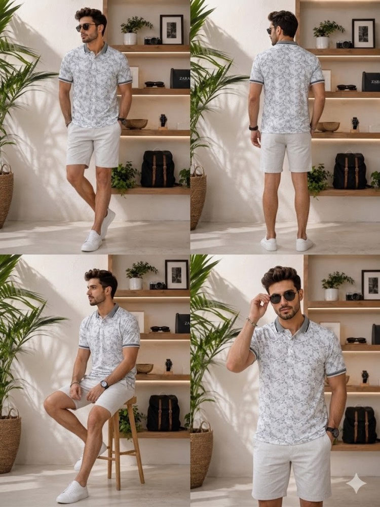 Erkek Beyaz Polo Yaka T-Shirt görsel 4