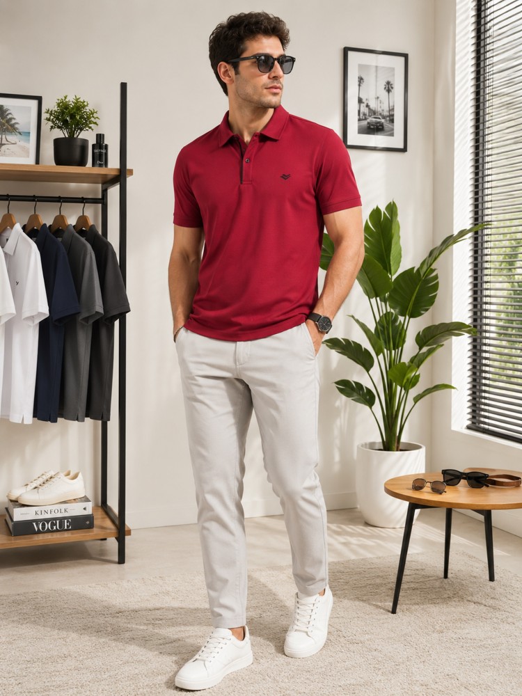 Erkek Bordo Polo Yaka T-Shirt