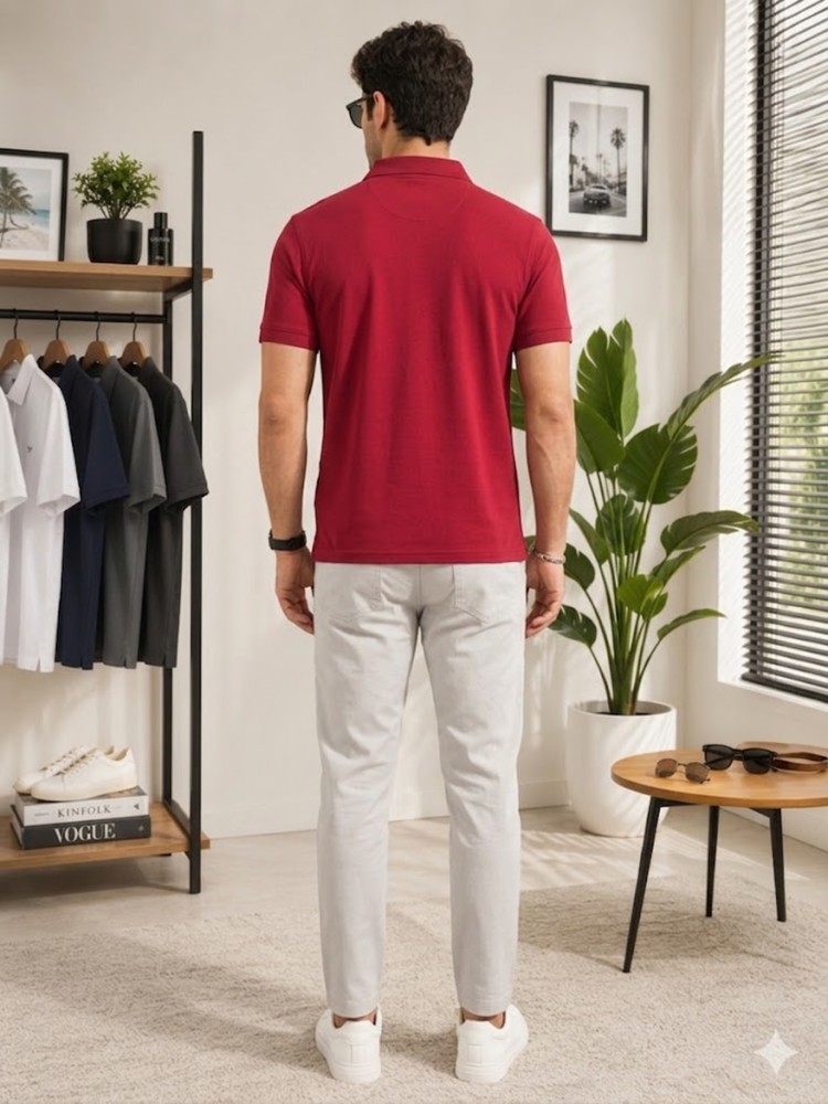 Erkek Bordo Polo Yaka T-Shirt görsel 3