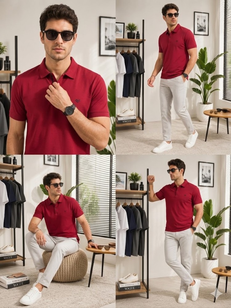 Erkek Bordo Polo Yaka T-Shirt görsel 4