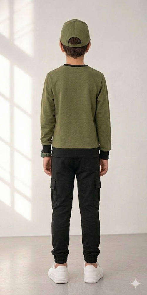 Erkek Çocuk Haki Sweatshirt görsel 4