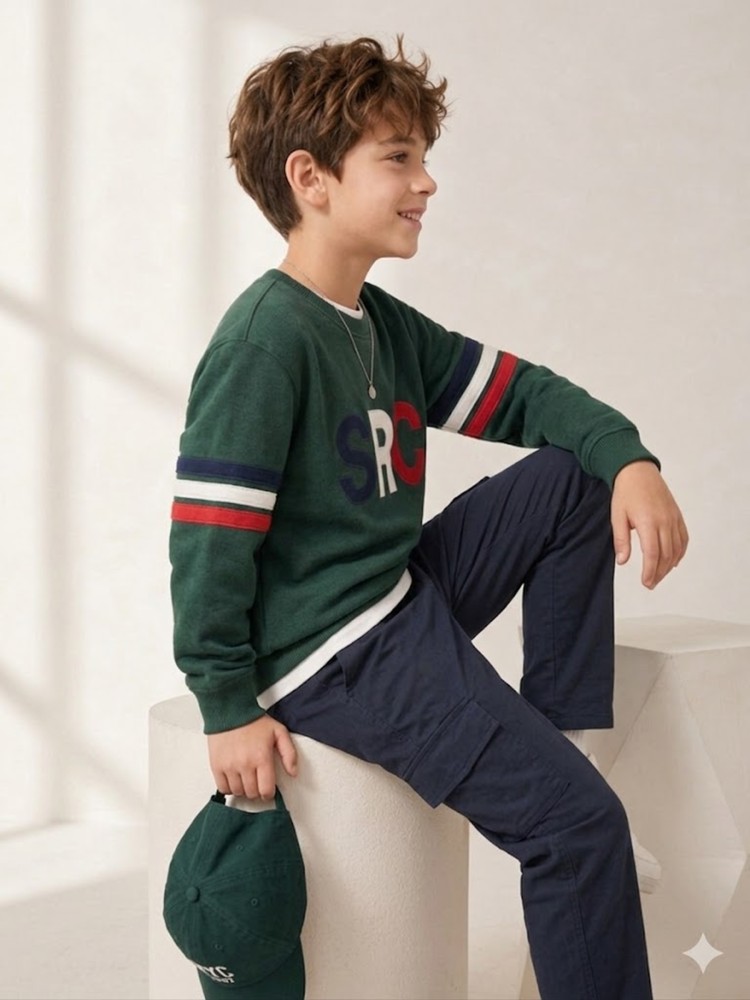 Erkek Çocuk Haki Sweatshirt görsel 3