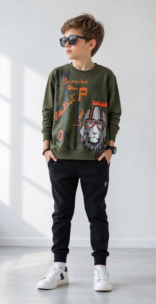 Erkek Çocuk Haki Sweatshirt