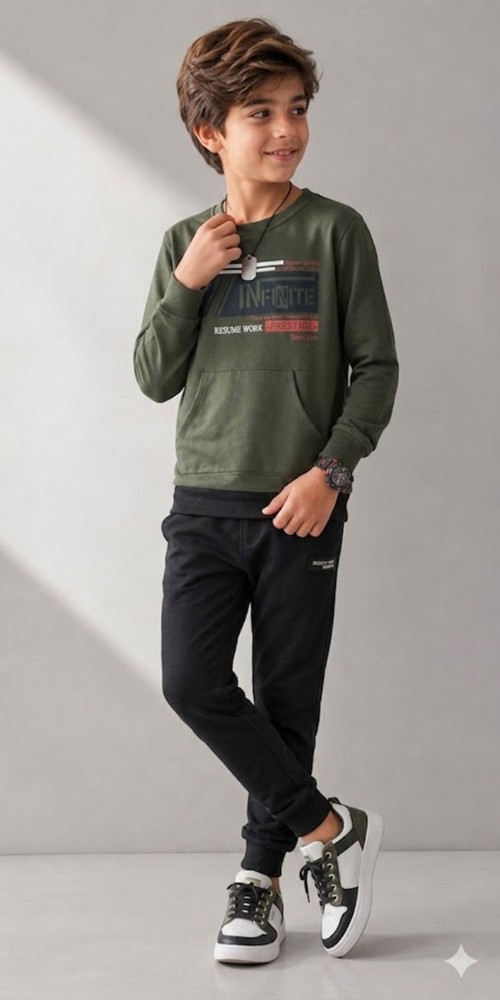 Erkek Çocuk Haki Sweatshirt görsel 2