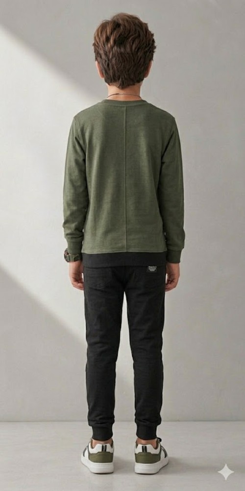 Erkek Çocuk Haki Sweatshirt görsel 4