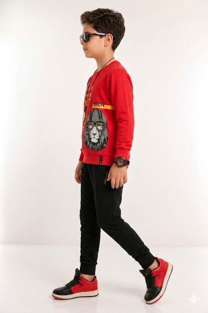 Erkek Çocuk Kırmızı Sweatshirt görsel 3