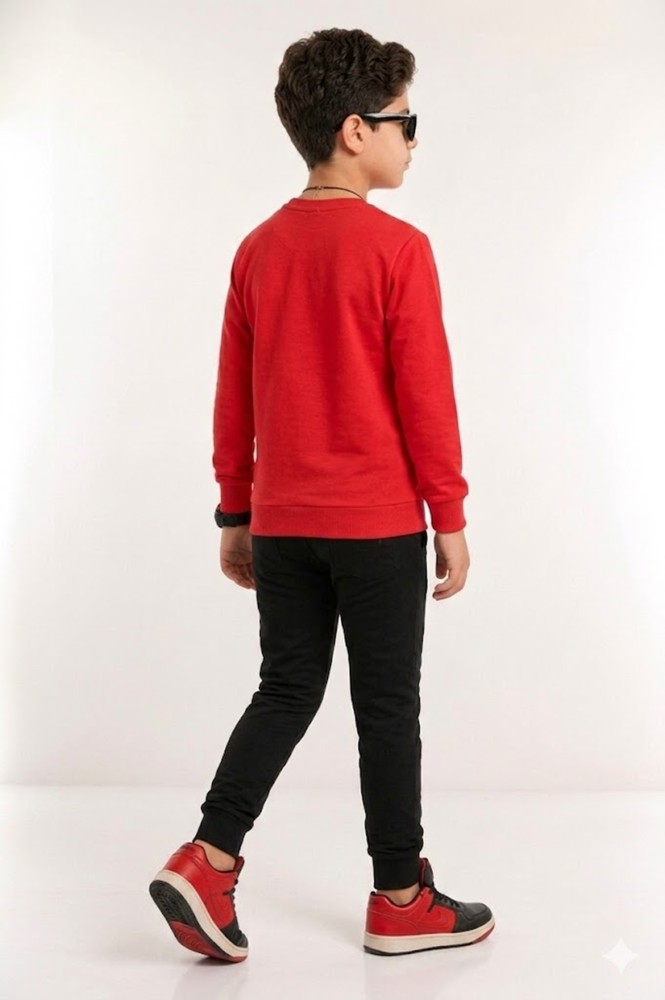 Erkek Çocuk Kırmızı Sweatshirt görsel 4