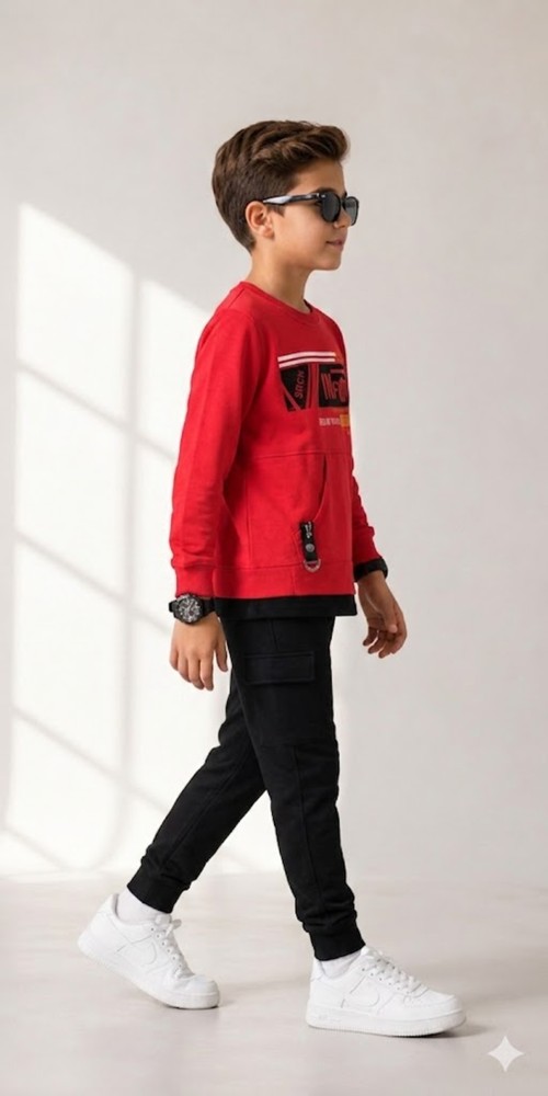 Erkek Çocuk Kırmızı Sweatshirt görsel 3