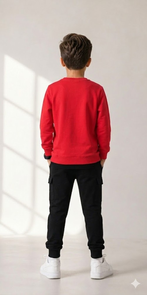 Erkek Çocuk Kırmızı Sweatshirt görsel 4
