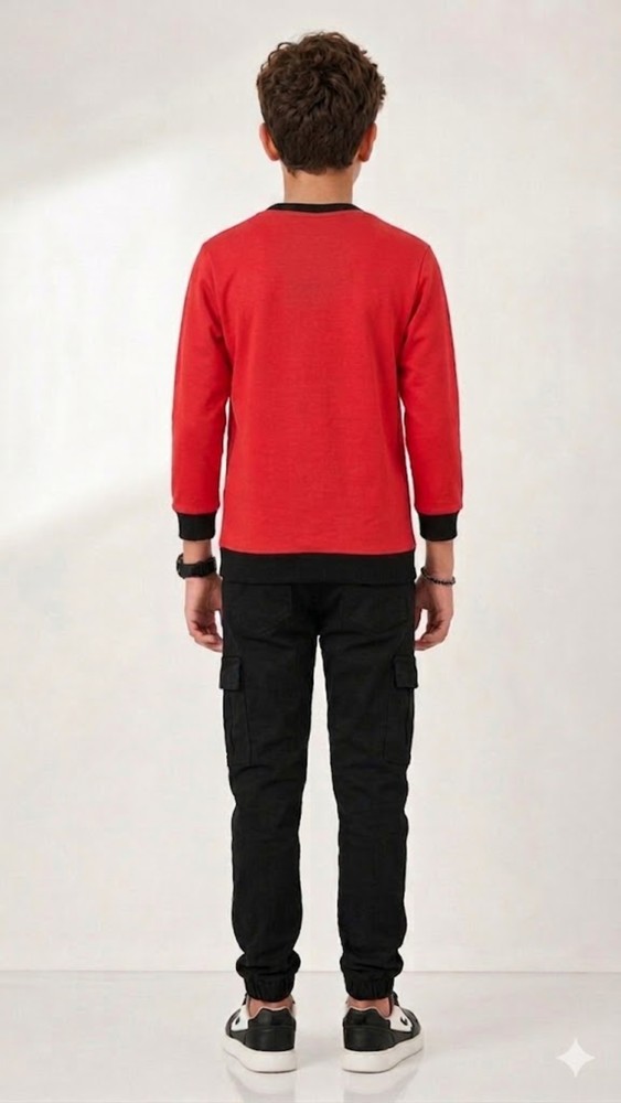 Erkek Çocuk Kırmızı Sweatshirt görsel 4