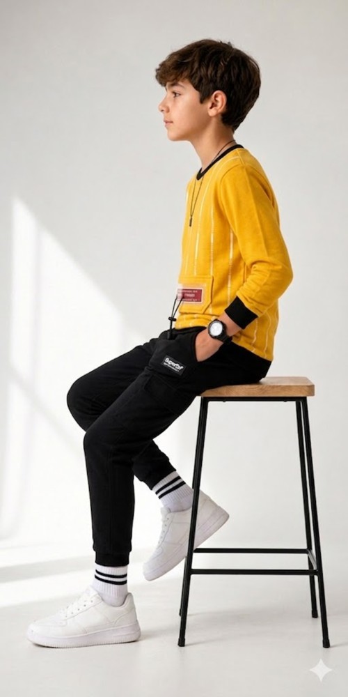 Erkek Çocuk Sarı Sweatshirt görsel 3