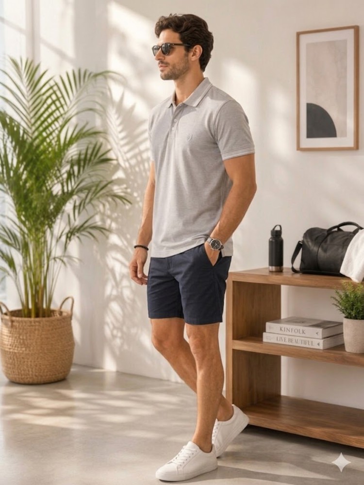 Erkek Gri Polo Yaka T-Shirt görsel 2