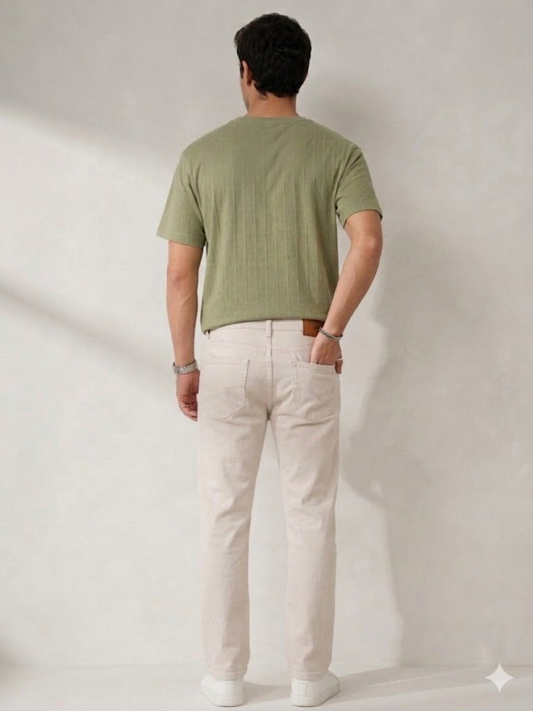 Erkek Haki O Yaka Basic T-Shirt görsel 3