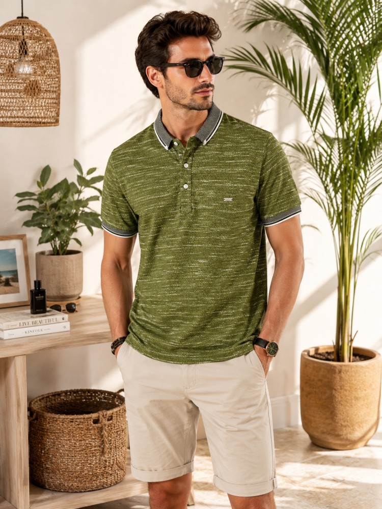 Erkek Haki Polo Yaka T-Shirt