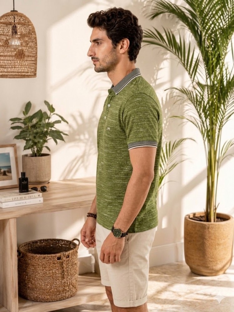 Erkek Haki Polo Yaka T-Shirt görsel 2
