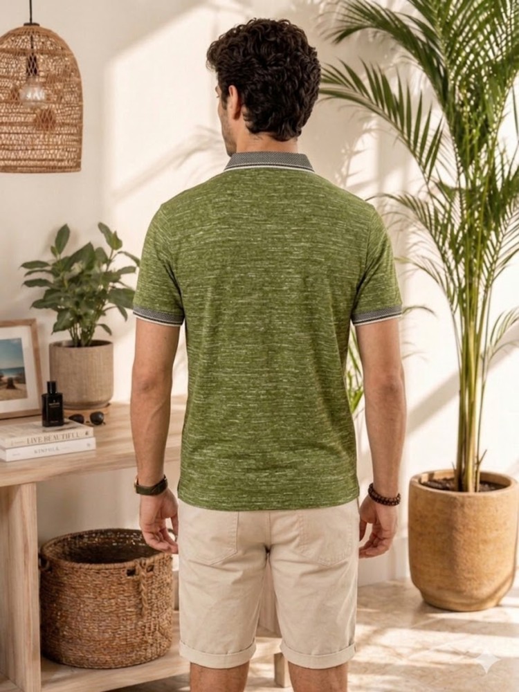 Erkek Haki Polo Yaka T-Shirt görsel 3