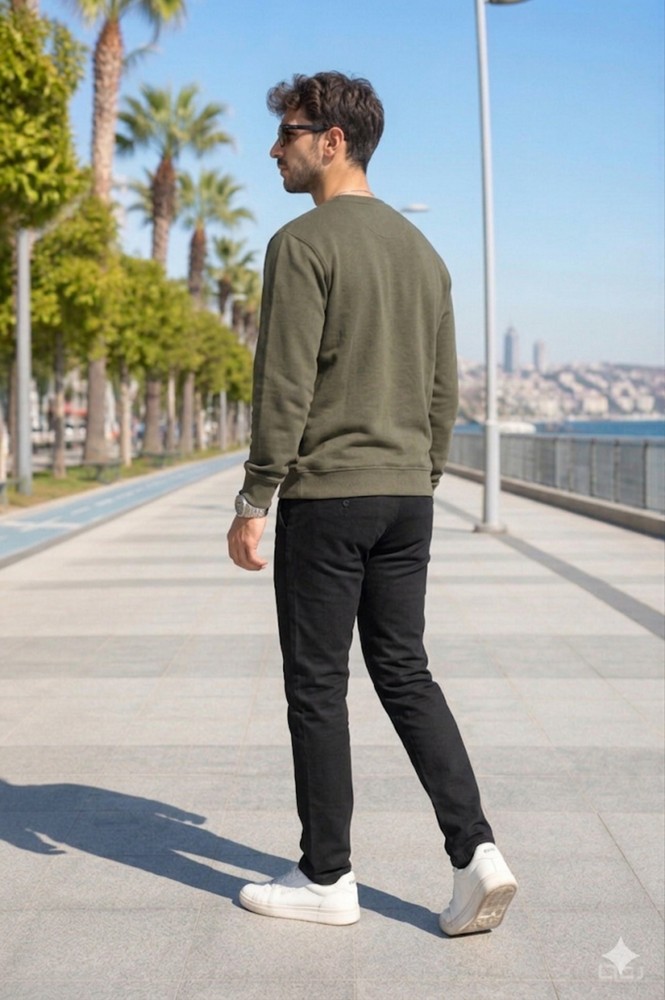 Erkek Haki Sweatshirt görsel 3