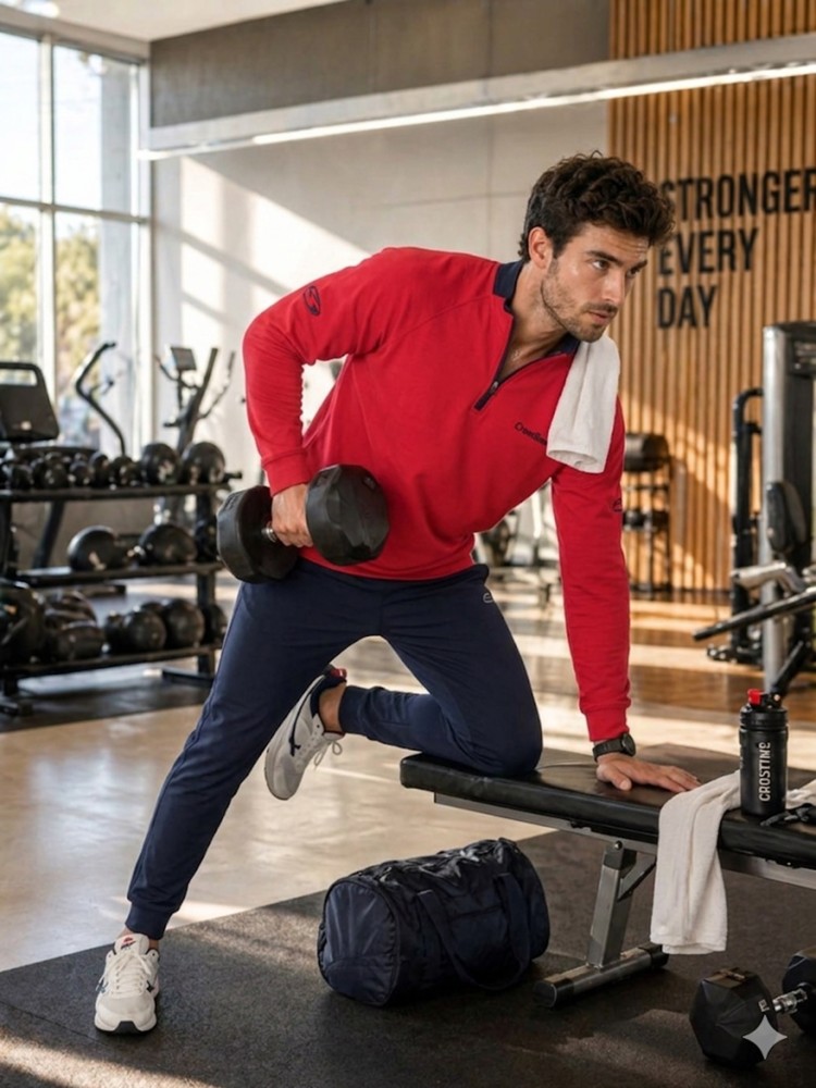 Erkek Kırmızı Antrenman Sweatshirt görsel 3