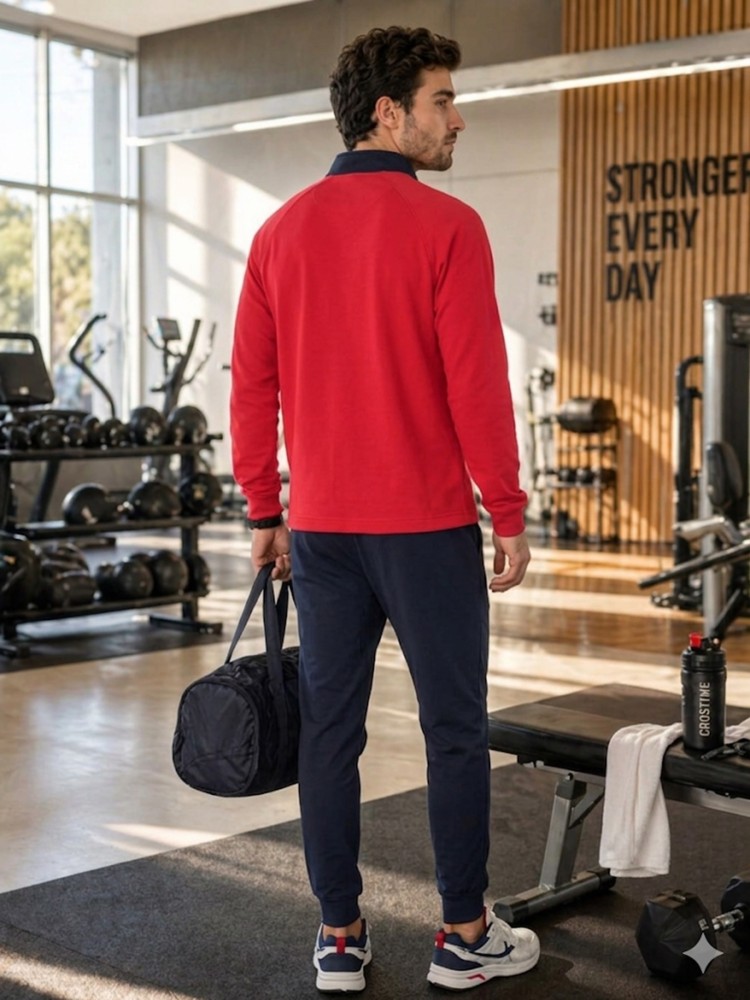 Erkek Kırmızı Antrenman Sweatshirt görsel 4