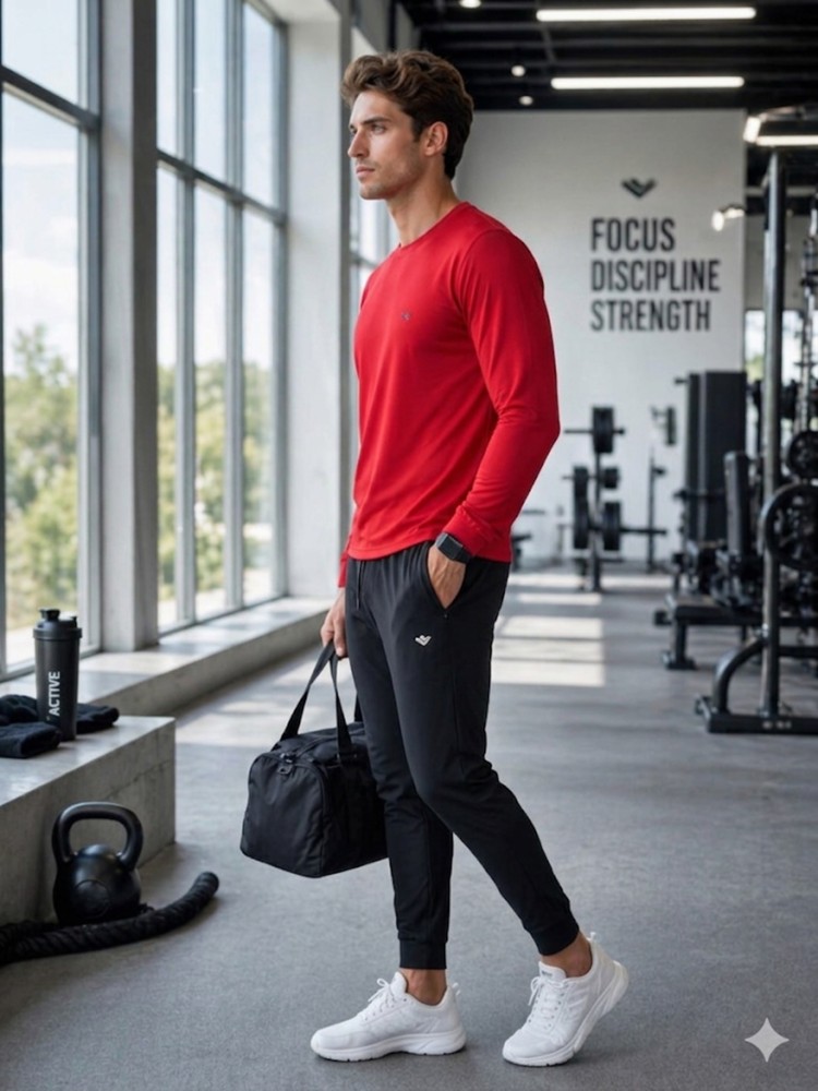 Erkek Kırmızı Spor Sweatshirt görsel 2