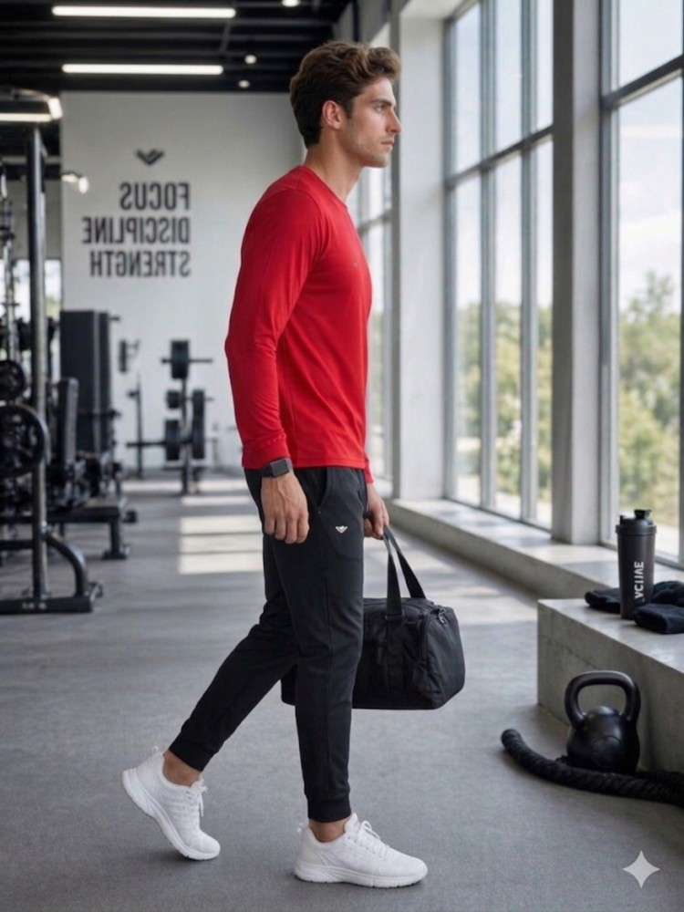 Erkek Kırmızı Spor Sweatshirt görsel 3