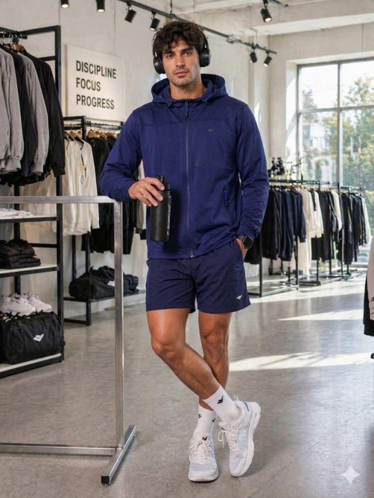 Erkek Lacivert Kapşonlu Sweatshirt görsel 2