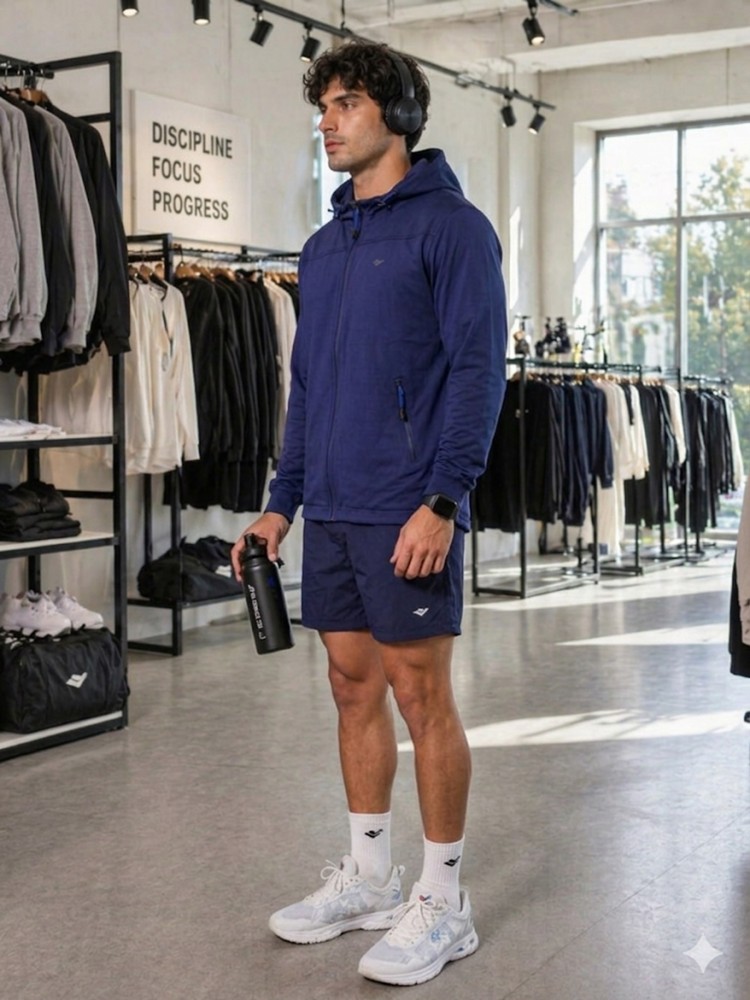 Erkek Lacivert Kapşonlu Sweatshirt görsel 3