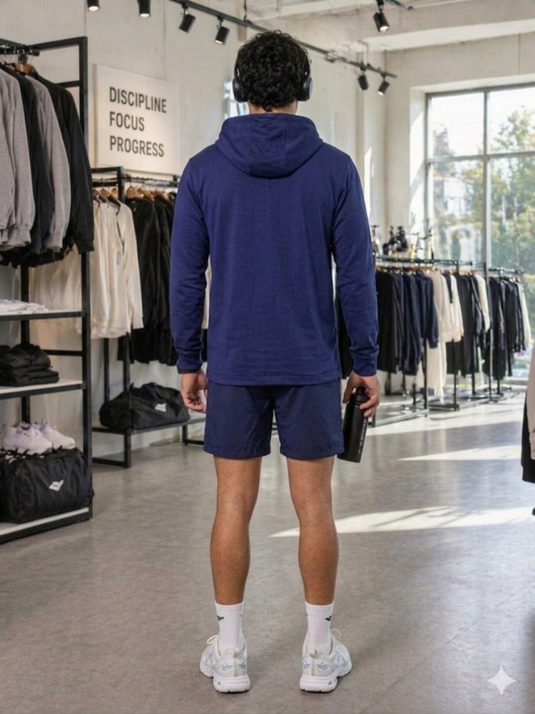 Erkek Lacivert Kapşonlu Sweatshirt görsel 4