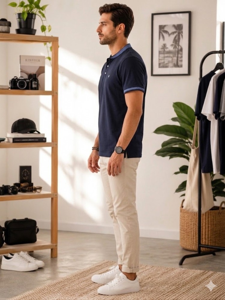 Erkek Lacivert Polo Yaka T-Shirt görsel 2