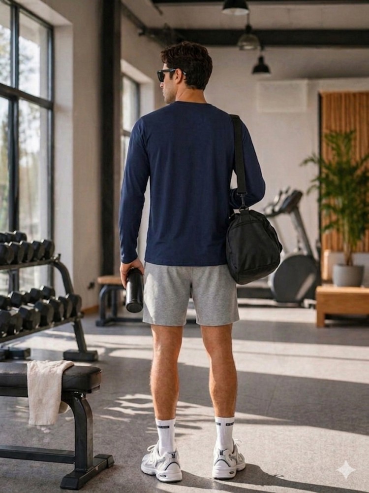 Erkek Lacivert Spor Sweatshirt görsel 4