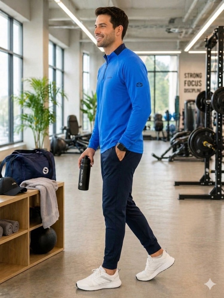 Erkek Mavi Antrenman Sweatshirt görsel 2