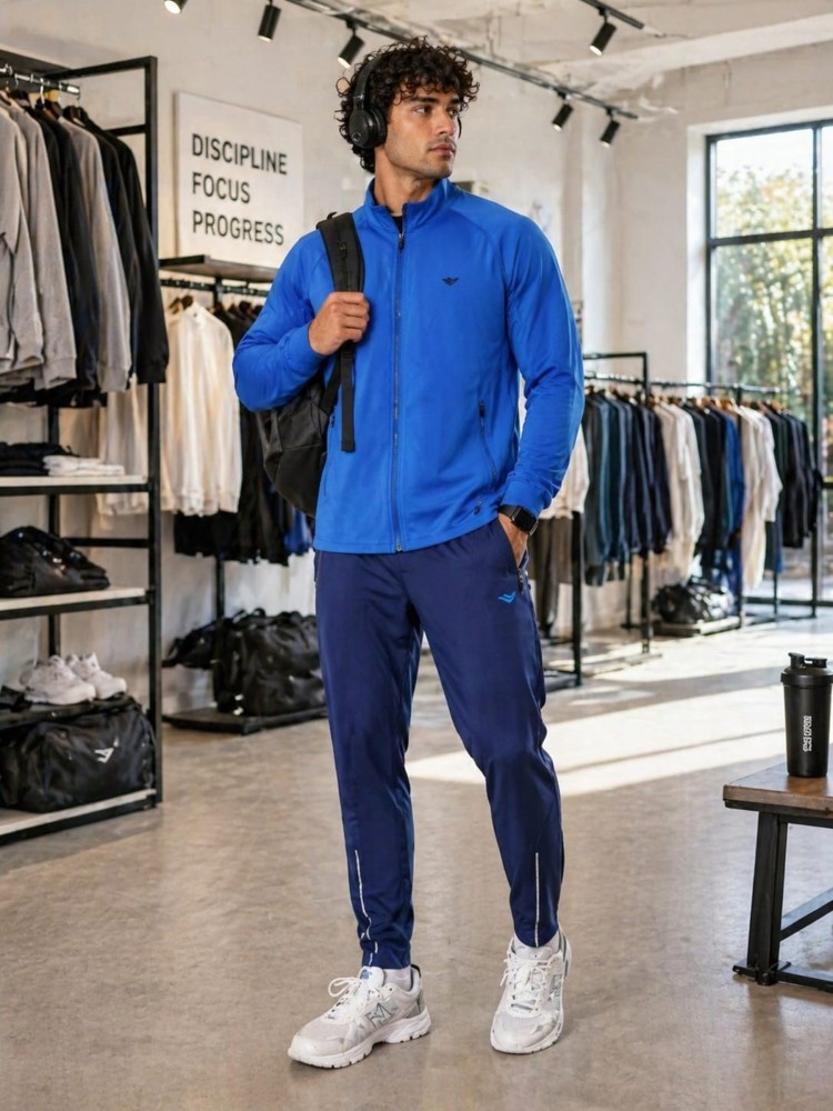 Erkek Mavi Slim Fit Eşofman Takımı
