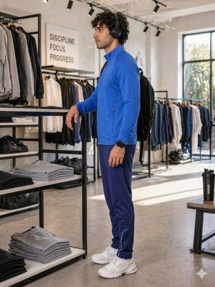 Erkek Mavi Slim Fit Eşofman Takımı görsel 3