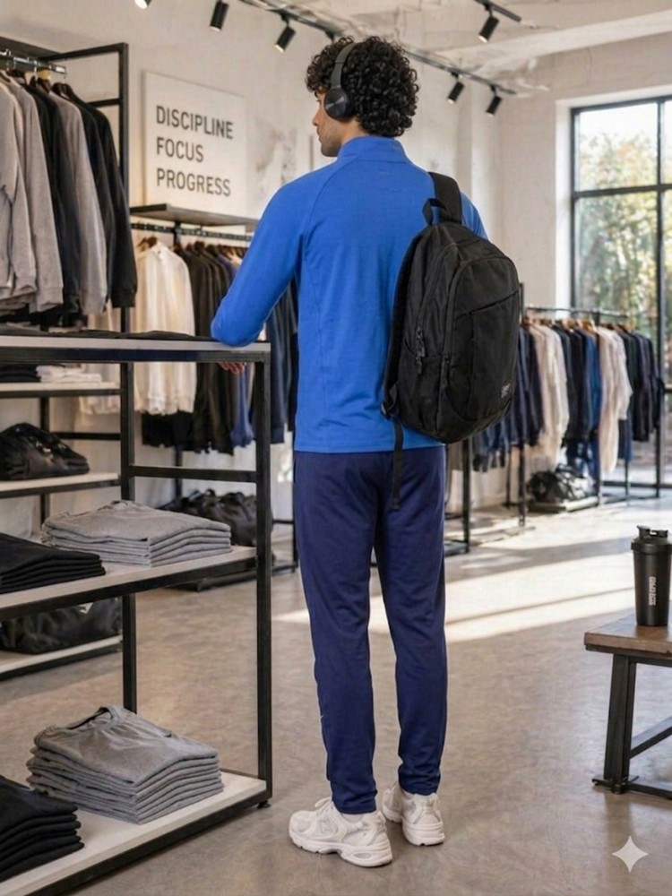 Erkek Mavi Slim Fit Eşofman Takımı görsel 4