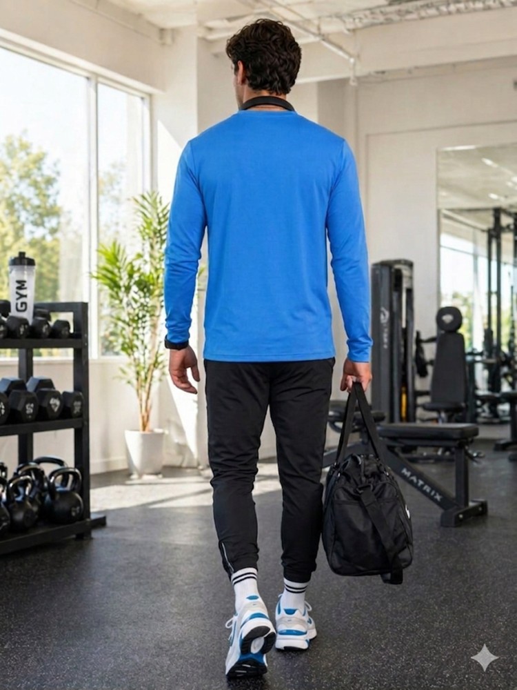 Erkek Mavi Spor Sweatshirt görsel 4