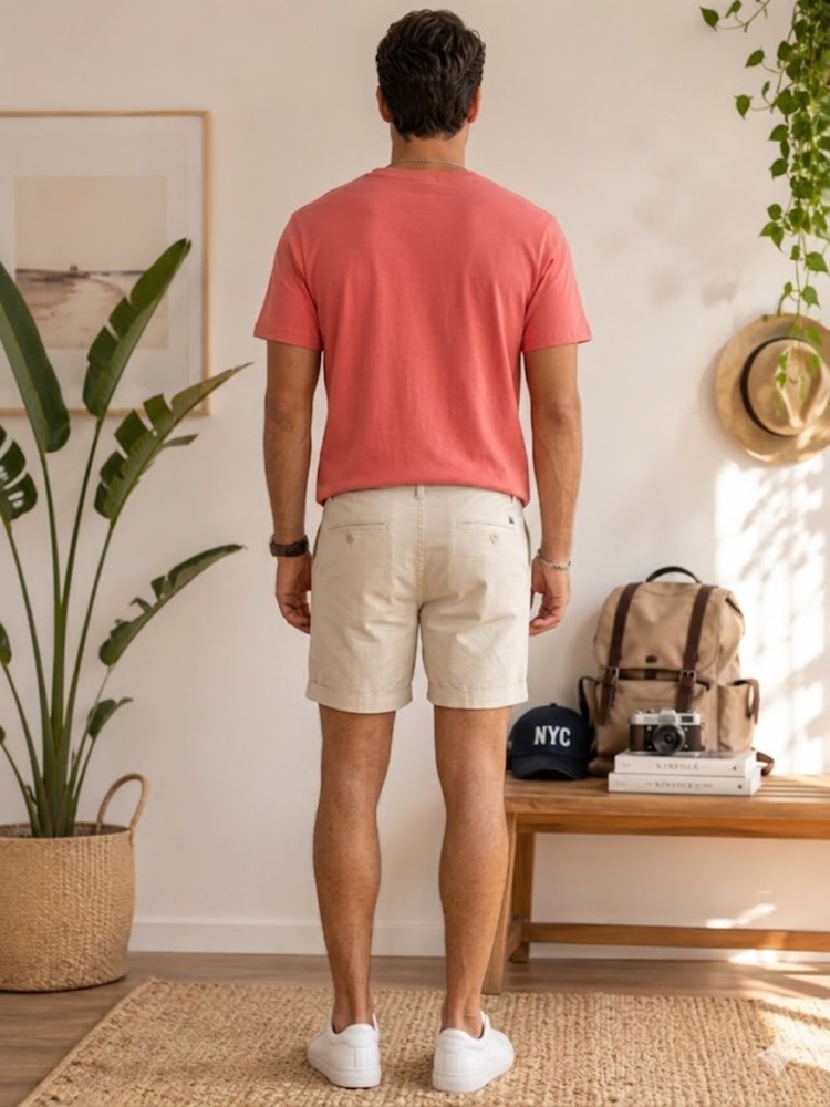 Erkek Nar Çiçeği V Yaka Slim Fit T-Shirt görsel 3