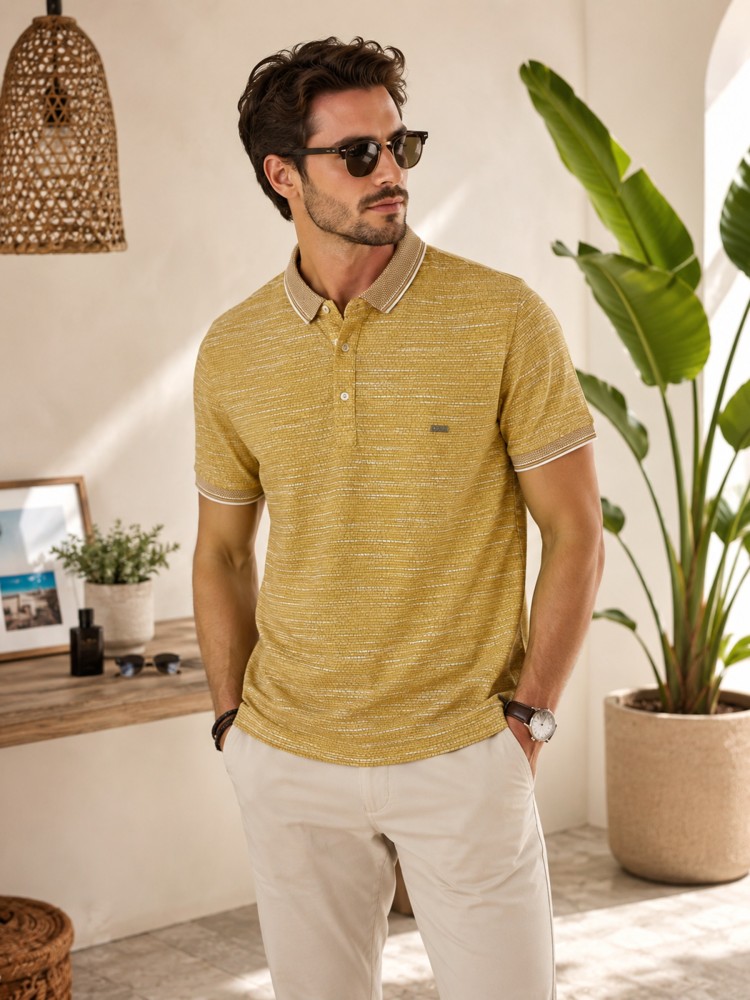 Erkek Sarı Polo Yaka T-Shirt