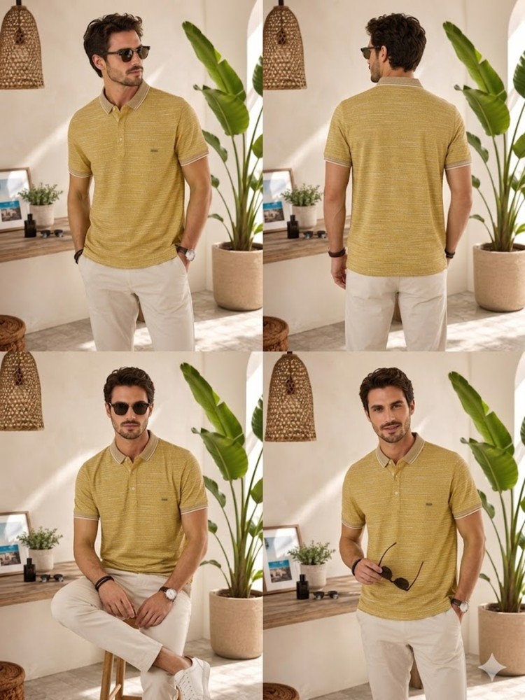 Erkek Sarı Polo Yaka T-Shirt görsel 4