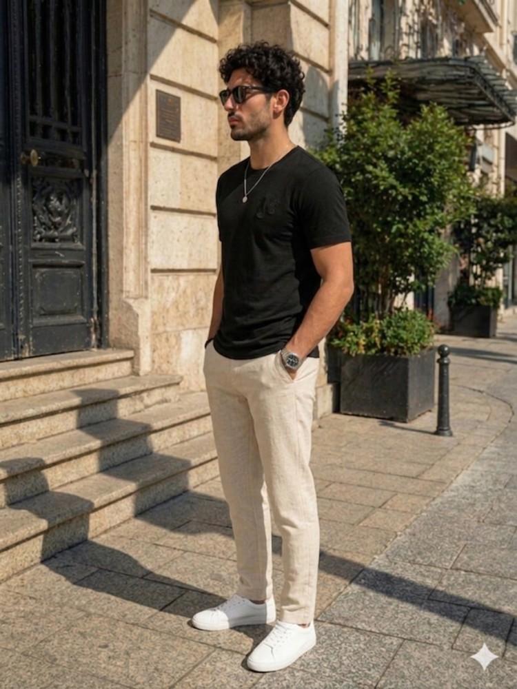 Erkek Siyah Basic T-Shirt görsel 2