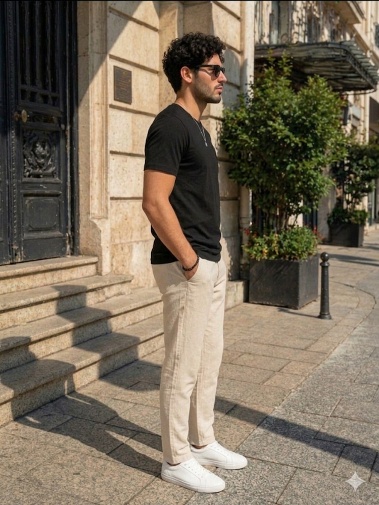 Erkek Siyah Basic T-Shirt görsel 3