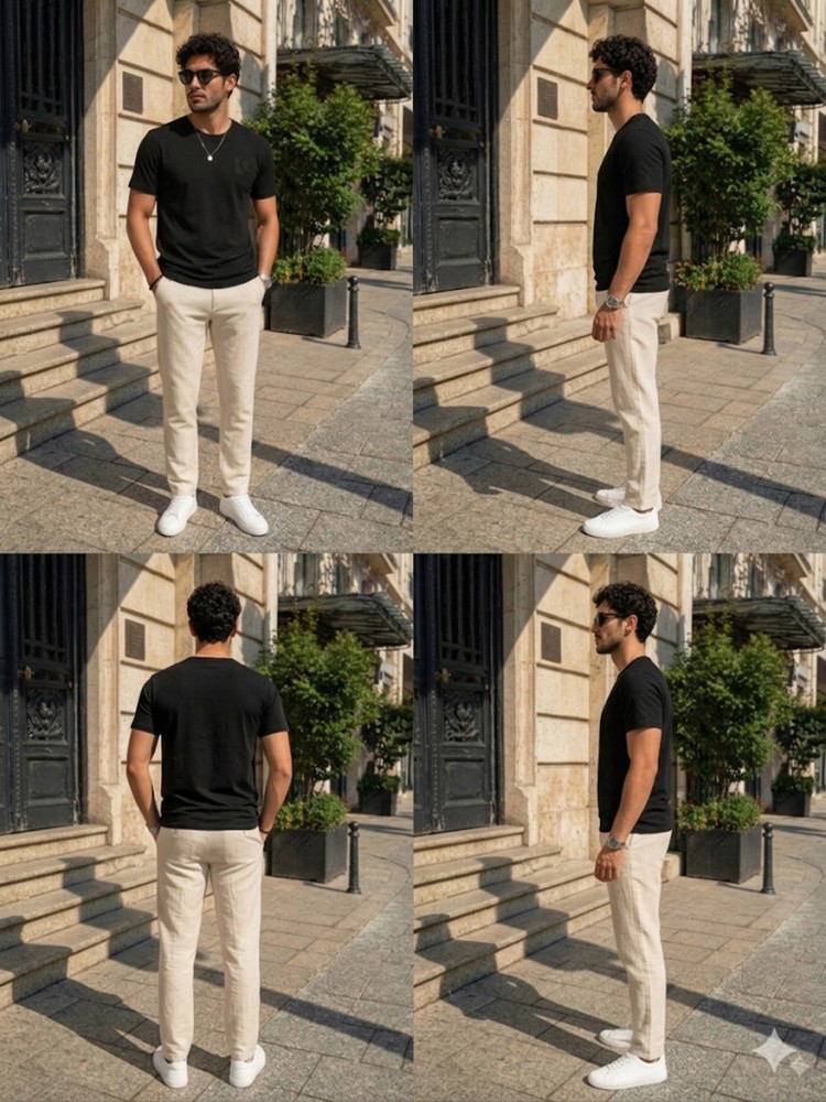 Erkek Siyah Basic T-Shirt görsel 4