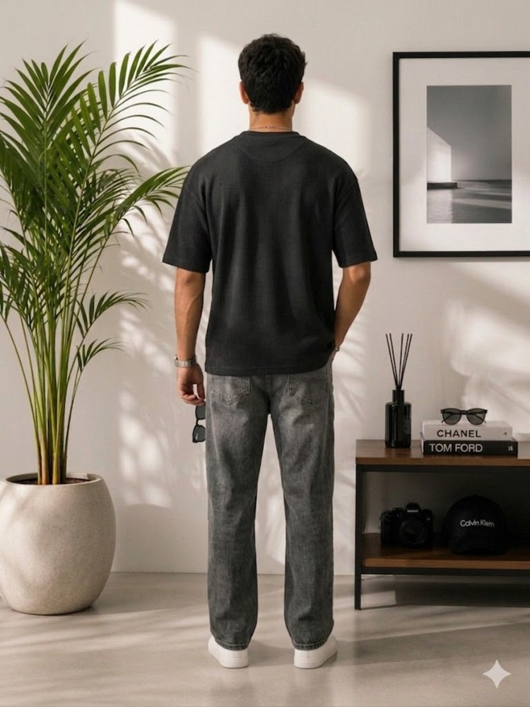 Erkek Siyah Bisiklet Yaka Basic T-Shirt görsel 3