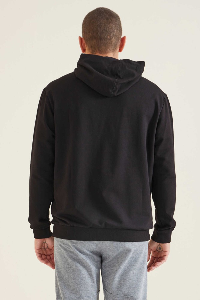 Erkek Siyah Kapşonlu Sweatshirt görsel 4