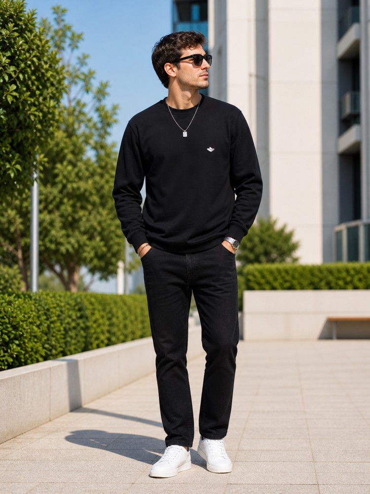 Erkek Siyah Sweatshirt görsel 2