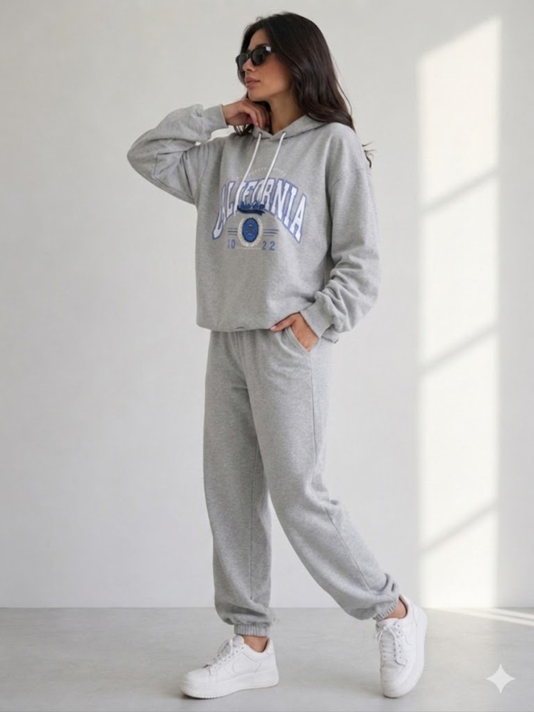 Kadın Gri Kapşonlu Sweatshirt görsel 2