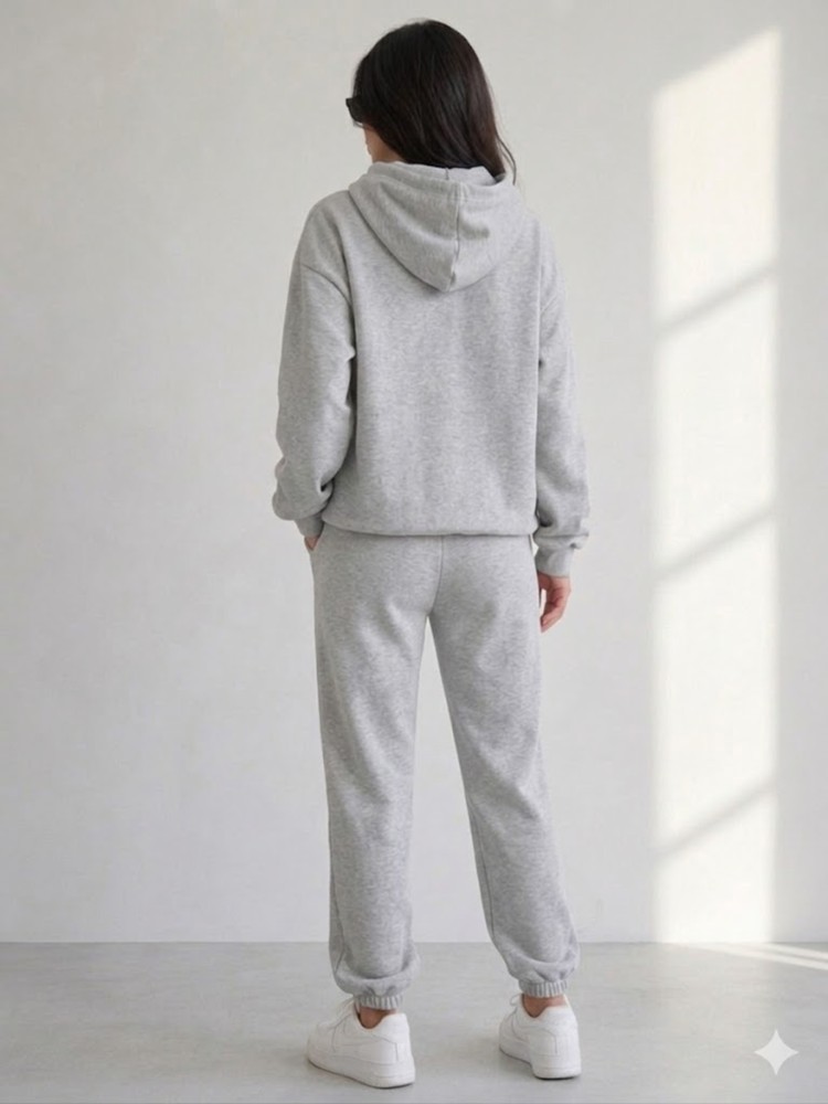 Kadın Gri Kapşonlu Sweatshirt görsel 4