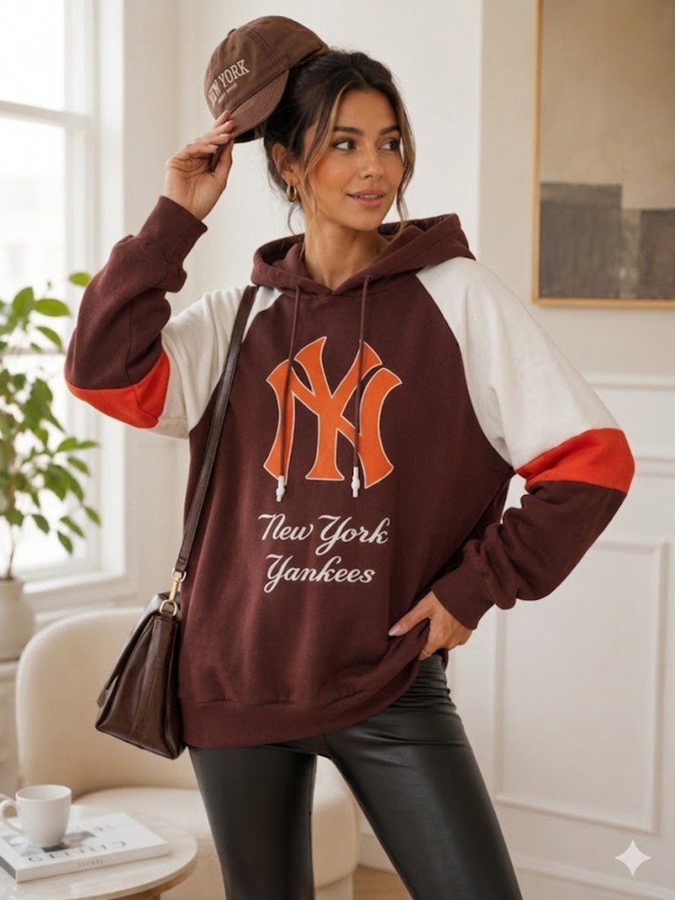 Kadın Kahverengi Kapşonlu Sweatshirt